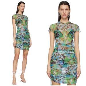 Kim Shui Green Mesh Print Top and Skirt Set